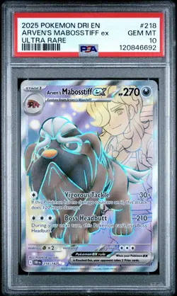 2025 Pokemon Destined Rivals Arven’s Mabosstiff EX Ill Rare - PSA 10 (Aug 25) - Image 1