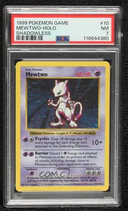 Mewtwo Holo Shadowless Pokemon Base Set PSA 7 1999 - Image 1