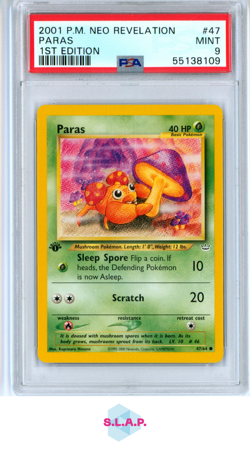 PARAS POKEMON 47 2001 NEO REVELATION - 1. EDITION COMMON ENGLISCH PSA 9 - Image 1