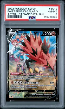 Pokemon PSA 8 Zapdos Di Galar V #TG19 Full Art Astral Radiance 2022 Italiano - Image 2