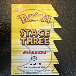 2001 Topps Pokemon TV Raichu 6 Johto League Champions Embossed Die-Cut - Image 2