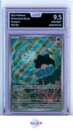 CLAMPERL POKEMON 195/182 2025 DESTINED RIVALS ENGLISCH AOG 9.5 - Image 1