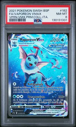 Pokemon PSA 8 Vaporeon Vmax #182 Full Art Premium Collection 2021 Italiano - Image 2