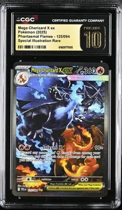CGC 10 PRISTINE Mega Charizard X ex 125/094 Phantasmal Flames Pokemon 2025 - Image 1