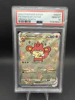 PSA 10 - Pokemon 2023 Crown Zenith Galarian Gallery Simisear VSTAR GG37/GG70 - Image 1
