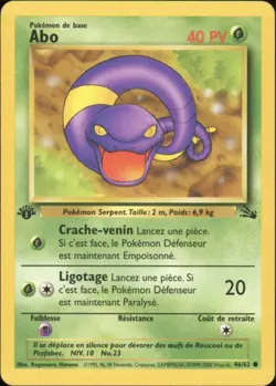 2000 Pokemon FRENCH 1st Edition Fossil Abo-Ekans 46/62 EX - Image 1