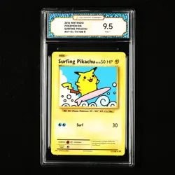 TQG 9.5 MINT+ 2016 Pokemon ENG Surfing Pikachu #XY-EV 111/108 R - Image 1