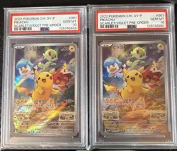 (2)2022 POKEMON SV PROMO SCARLET & VIOLET PRE-ORDER #001 STAMPED PIKACHU PSA 10 - Image 1