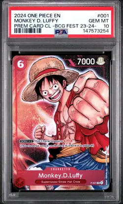 2024 One Piece Bandai Card Games Fest 23-24 Prem CL BCG Monkey D. Luffy PSA 10 - Image 1
