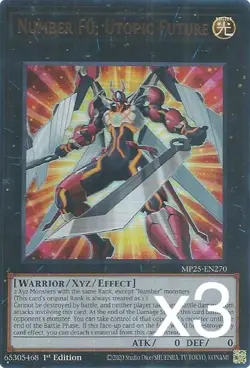 3X Yugioh Number F0: Utopic Future MP25-EN270 Ultra Rare 1st Edition NM - Image 1
