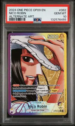 2024 ONE PIECE OP09-EMPERORS IN THE NEW WORLD ALTERNATE ART NICO ROBIN PSA 10 - Image 1