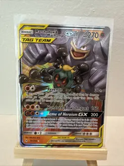 Pokemon TCG Marshadow & Machamp GX Holo Card 82/214 Sm-Unbroken Bonds - Image 1