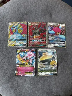 5 Jumbo Pokemon Cards 1 Is Very Damaged - Image 1