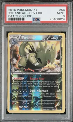 Pokemon Card - Tyranitar 56/124 - XY Fates Collide - Reverse Holo - PSA 9 Mint - Image 1