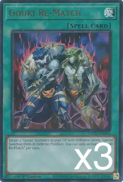 3X Yugioh Gouki Re-Match MP25-EN283 Ultra Rare 1st Edition NM - Image 1