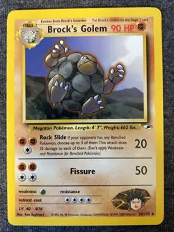 Brock’s Golem Pokemon TCG Trading Card - RARE - 20/132 Gym Heroes - Image 1