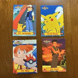 Pokemon TCG TV Animation Edition 4 Card Lot Ash Ketchum, Pikachu, Misty, Brock - Image 1
