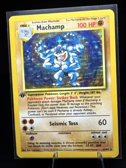 Machamp 1st Edition 8/102 Base Set 4th Print 1999-2000 Pokemon Card Lp/mp - Image 1