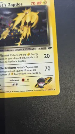 Pokemon Rocket's Zapdos 15/132 Gym Challenge Holo - NM - Image 4