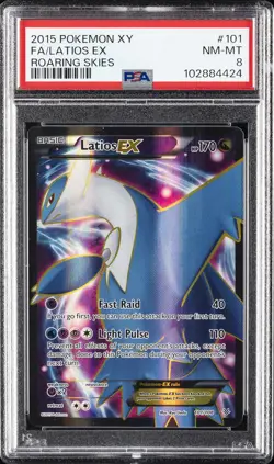 2015 POKEMON XY ROARING SKIES #101 FULL ART/LATIOS EX PSA 8 - Image 1