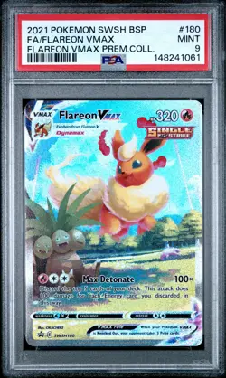 2021 POKEMON SWSH BLACK STAR PROMO #180 FULL ART/FLAREON VMAX PSA 9 - Image 1