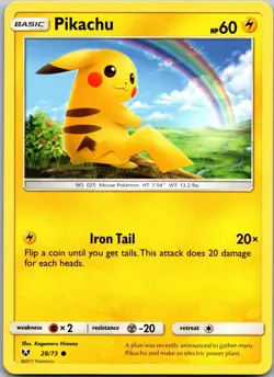 Pikachu 28/73 Common Shining Legends Pokemon Near Mint - Image 1