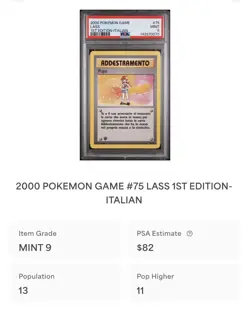 POKEMON PSA 9 ADDESTRAMENTO PUPA 75/102 SET BASE 1st PRIMA EDIZIONE ITALIANO - Image 4