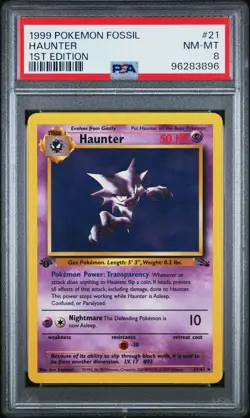 PSA 8 Haunter 21/62 - 🌊 1st Edition Fossil Pokemon TCG 🖤 - NM-MT - Image 1