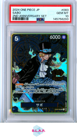 SABO ONE PIECE JAPANESE 2ND ANNIVERSARY SET 2024 083 PSA 10 - Image 1