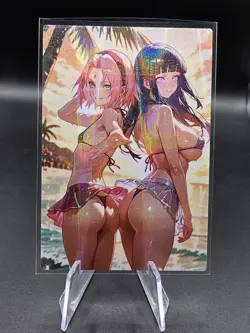 Hinata Hyuga And Sakura Haruno Holographic Anime Collectible Trading Card - Image 1