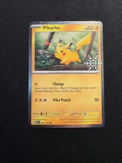 Pikachu 025/165 Snowflake Stamp Promo Card Pokemon Holiday Calendar Holo NM - Image 1