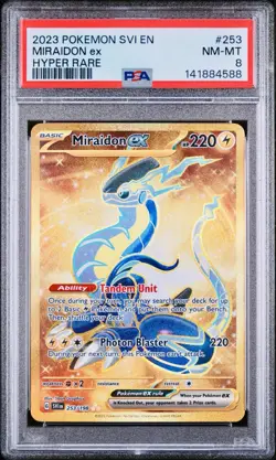 POKEMON PSA 8 MIRAIDON EX HYPER RARE 253/198 SCARLET e VIOLET ENGLISH 2023! - Image 1