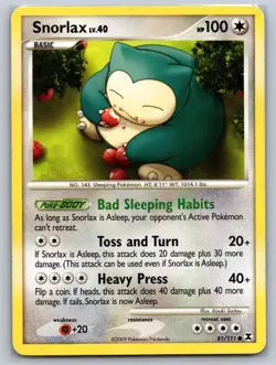 SNORLAX 81/111 COMMON RISING RIVALS POKEMON MP - Image 1