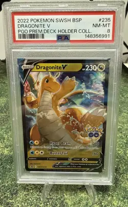 2022 POKEMON SWSH BLACK STAR PROMO #235 DRAGONITE V PSA 8 - Image 1