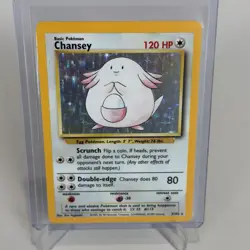 Pokemon- Chansey 3/102 Base Set Unlimited Rare Holo - Image 1