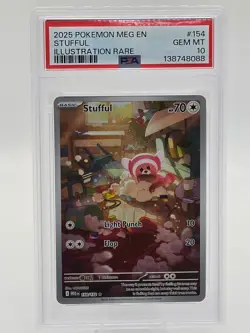 2025 POKEMON MEG EN STUFFUL 154/132 ILLUSTRATION RARE PSA 10 GEM MINT - Image 1