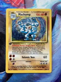 Pokemon 1999 TCG Machamp 1st Edition Base Set 8/102 Holo Rare - Image 1