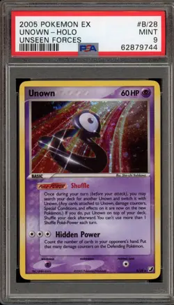Pokemon Unown EX Unseen Forces Holo Rare #B/28 PSA 9 Mint - Image 1