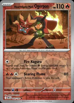 Hearthflame Mask Ogerpon 044/182 Destined Rivals Pokemon Reverse Holo NM - Image 1