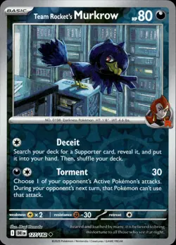 Team Rocket's Murkrow 127/182 Uncommon Destined Rivals Pokemon Reverse Holo NM - Image 1