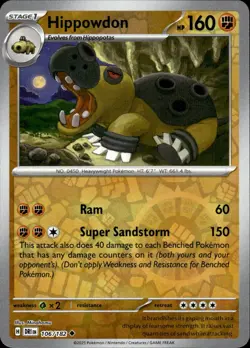 Hippowdon 106/182 Uncommon Destined Rivals Pokemon Reverse Holo Near Mint - Image 1