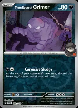 Team Rocket's Grimer 123/182 Common Destined Rivals Pokemon Reverse Holo NM - Image 1