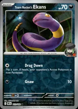 Team Rocket's Ekans 112/182 Common Destined Rivals Pokemon Reverse Holo NM - Image 1