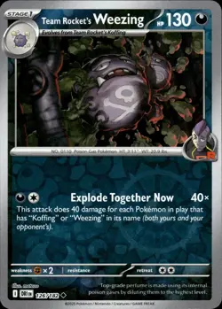 Team Rocket's Weezing 126/182 Uncommon Destined Rivals Pokemon Reverse Holo NM - Image 1