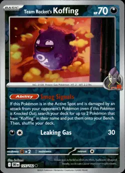 TEAM ROCKET'S KOFFING 125/182 COMMON DESTINED RIVALS POKEMON REVERSE HOLO NM - Image 1