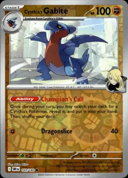 Cynthia's Gabite 103/182 Common Destined Rivals Pokemon Reverse Holo Near Mint - Image 1
