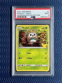 Pokemon 2021 McDonald's Collection Promo - Rowlet Holo 7/25 PSA 9 - Image 1