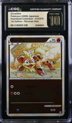 2009 HeartGold Growlithe 013 Reverse Holo 1st Ed CGC PRISTINE 10 POP 1 Pokemon - Image 1