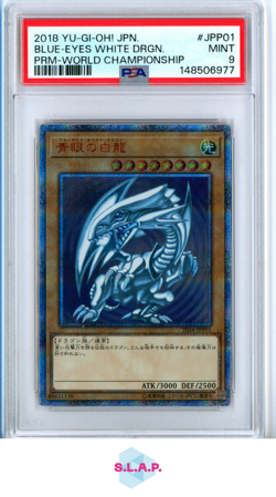 BLUE-EYES WHITE DRGN. PRM-WORLD CHAMPIONSHIP YU-GI-OH! JAP PRM 2018 JPP01 PSA 9 - Image 1