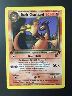 Pokemon 2000 Team Rocket 1st Edition Dark Charizard 21/82 Non-Holo Rare Card - Image 1
